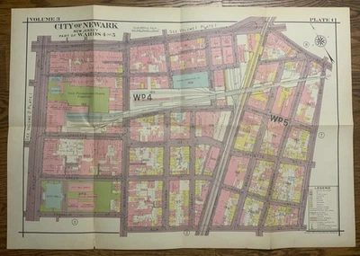 De colección 1927 Newark NJ Plat Map Elisha Robinson Wards 4 y 5 Vol 3 Placa 1 Foto 1 de 4