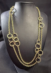 Banana Republic lange Gliederkette mit gehämmerten Kreis Akzenten 44" Halskette - Bild 1 von 8