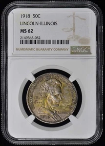 ILLINOIS 1918 Silver Commemorative 50C NGC MS62 - Picture 1 of 2