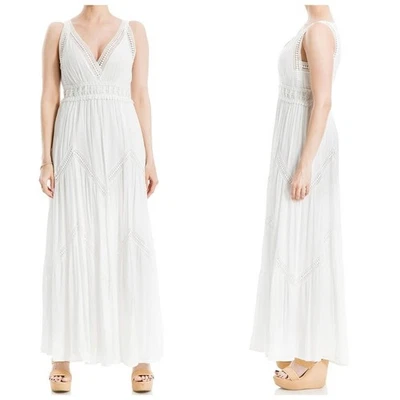 Maxi Vestido Max Studio Talla 12 Sin Mangas Cuello en V Blanco Largo Nuevo Foto 1 de 4