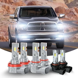 For 2009-2017 Dodge Ram 1500 LED Headlight + Fog Light Bulbs Combo Kit 6000K - Foto 1 di 23