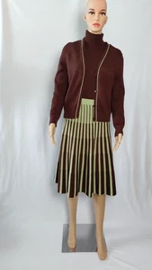 Lawrence Rich Womens Set 3 pcs Knit Crochet Green/Brown Made in USA Size M - Picture 1 of 16