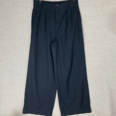 Madewell The Harlow 阔腿裤女式 8 黑色 Drapey 斜纹 NT482 全新带标签 — 第 1/4 张图片
