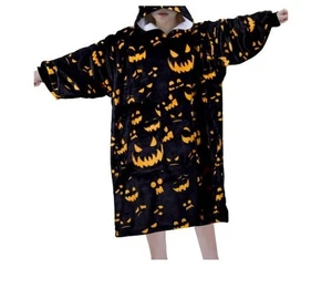 Halloween Oversized Wearable Blankets Hoodie Super Extra Long Evil Pumpkin - Picture 1 of 4