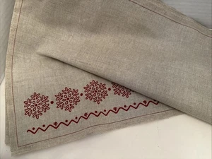 NEW Qty 6 MY DRAP Cotton Placemats Linen With Red Snowflake Border 12.5in X 19in - Picture 1 of 8