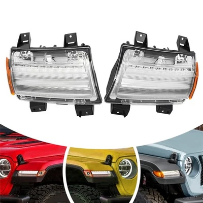 For 18-22 Jeep Wrangler JL 55112884AF 55112885AF 2X LED Turn Signal Light w/DRL - Image 1 of 4