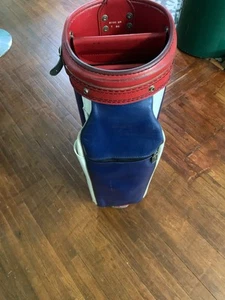 Vintage Ben Hogan Leather Golf Club Bag Red White & Blue - Picture 1 of 5