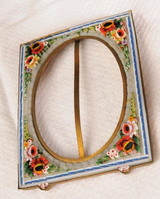 Hermoso marco de fotos vintage italiano micro mosaico 3 x 4" imperfecto Foto 1 de 4