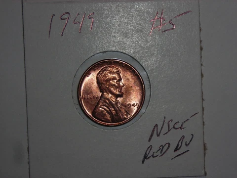wheat penny 1949 NICE RED BU 1949-P LOT #5 LINCOLN CENT  UNC RED LUSTER Cover