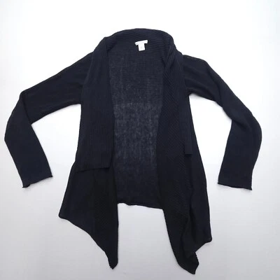 Cárdigan blanco + Warren 100 % lino ligero top para mujer pequeño negro chal abierto Foto 1 de 4