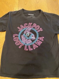 Fortnite Jackpot Loot Llama Boys L Graphic Print T-shirt Short Sleeve Black - Picture 1 of 2