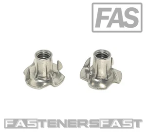 (25) Stainless Steel T-Nut 1/4-20 x 7/16 4 Prong 18-8 - Fast Free Shipping - Picture 1 of 4