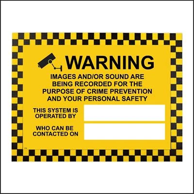 PWDIRECT CT026 WARNING IMAGES AND SOUND ARE BEING RECORDED SIGN CAMERA SECURITY