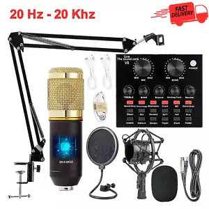Complete Pro Podcast Mic Kit, BM-800 w/ Live Sound Card, Shock Mount, Pop Filter - Picture 1 of 9