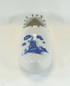 Vintage cobalt blue white DUTCH CLOG ASHTRAY windmill ceramic Delft style shoe - Picture 1 of 6
