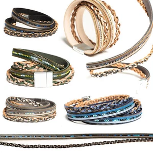 Wickelarmband Armband Flecht-Optik Strass Ketten Riemchen Glitzer Magnetarmband - Bild 1 von 15