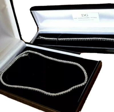 White gold finish created diamond Tennis necklace and bracelet 3mm Gift Idea - Image 1 of 4