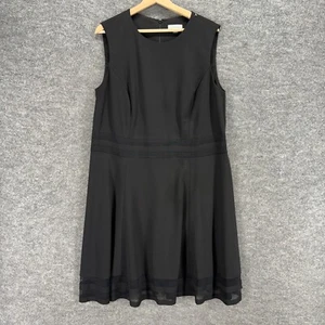 Calvin Klein Dress Women 18W Plus Black Shift Midi Zipper Sleeveless Crew Neck - Picture 1 of 7