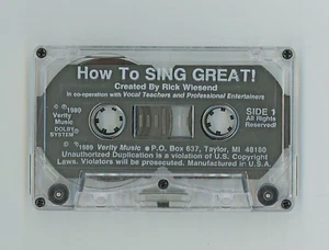How To Sing Great! Cassette Tape 1989 Rick Wiesend Verity Music Audio Vocal Ex - Imagen 1 de 2