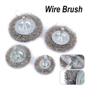 4Pcs Crimped Stainless Steel Wire Wheel Brush Bench Grinder Abrasive 1/4" Shank - Picture 1 of 10