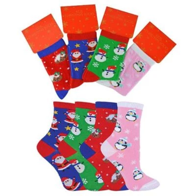 4 Pack Kids Festive Pattern Cotton Socks | Sock Snob | Christmas Novelty Socks - Image 1 of 2