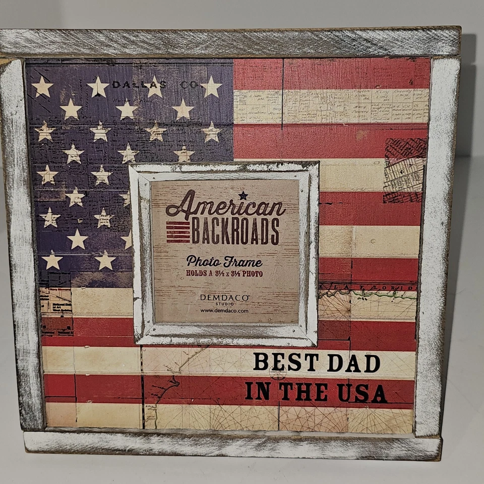 DAD GIFT Patriotic Picture Frame 'Best DAD in The USA' 3.5"x2.5' Photo Freestand - Image 1 of 4