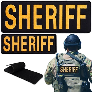 2-Piece Embroidered Sheriff Patch for Vest, Jacket, Hook & Loop, Large & Small - Picture 1 of 10