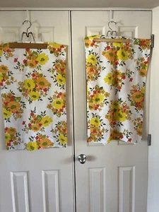 2 vintage handmade pillow cases from sheets 70s flowers yellow orange red 31x20" - Picture 1 of 9