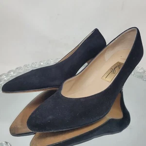 ALFANI BLACK Suede Leather Pumps Shoes Monica High Heels Womens VTG 99% ITALY - Picture 1 of 9