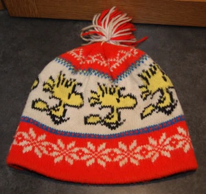 Vintage 70er Woodstock Acryl Strick Beanie Bommelmütze Peanuts Snoopy - Bild 1 von 4