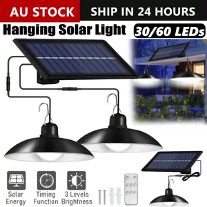 LED Solar Power Garden Pendant Light Bright Lamp Remote Control Shed Hanging - Picture 1 of 12