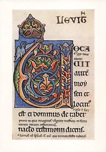 Illuminated Manuscripts 13th Century Initial Letter 'U' British Museum Postcard - Picture 1 of 2