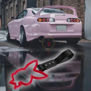 Red Bunny JDM Ring Tsurikawa Subway Train Bus Car Handle Strap -Black Nylon X1 - Picture 1 of 5