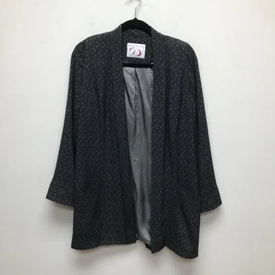 Doncaster Womens Jacket Coat Black Gray Geometric Open Front Pockets Relaxed 8 - Image 1 of 4