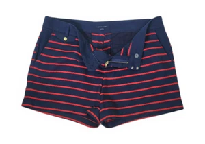 Tommy Hilfiger Nautical sailor striped blue/red Women's textured Shorts Size 14 - Picture 1 of 5