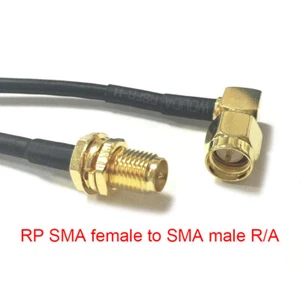 RP SMA female to SMA male RA angle Pigtail Cable RG174 20cm 8" for Wi-Fi Router  - Picture 1 of 7
