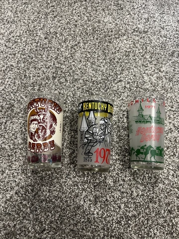 1971, 1975, 1977 KENTUCKY DERBY Frosted JULEP Glass Tumblers** Cover
