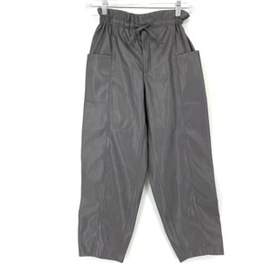 Zara Pants Girl's Sz 11-12 Relaxed Fit Drawstring Faux Leather Slant Pocket Gray - Picture 1 of 6