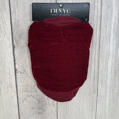Red Velvet Dog Coat SMALL Quilted Satin Lined Isaac Mizrahi IMNYC City Jacket - Image 1 of 4