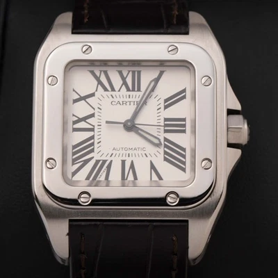 Cartier Santos 100 Mittlere Größe 33mm Leder Armbanduhr 2878 - Bild 1 von 4