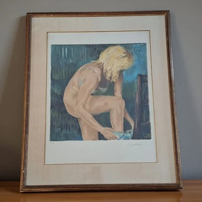 Pierre Letellier lithographie EA nu féminin nude art print 67x51 encadrée 89x73 - Photo 1/4