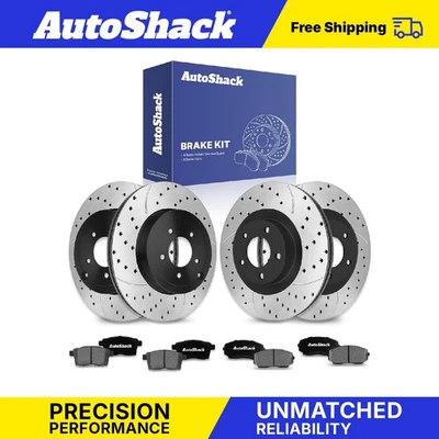 Front Rear Drilled Slotted Brake Rotors Ceramic Pads for Ford Edge 3.5L V6 Foto 1 de 4