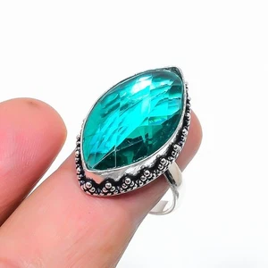 Mint Tourmaline Gemstone Handmade 925 Sterling Silver Jewelry Ring Size 6(US) - Picture 1 of 1