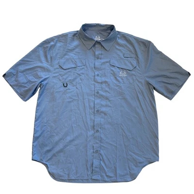 Realtree Fishing Guide Shirt Mens Sz Large Blue Short Sleeve Vented Lightweight  - Image 1 of 4