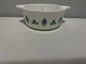 Rare Pyrex 1.5 Pint Blue & Green Leaf Casserole Dish No Lid Vintage Promo Item - Picture 1 of 5