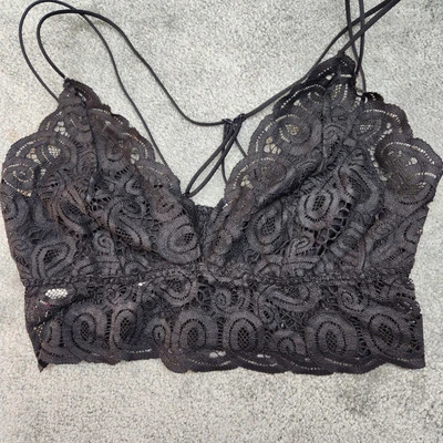 Pink By Victoria Secret Bralette Large Black Lace Sexy - Image 1 of 4