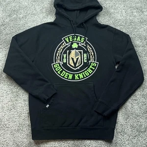 Vegas Golden Knights felpa con cappuccio uomo piccola nera NHL hockey pullover trifoglio VGK - Foto 1 di 16