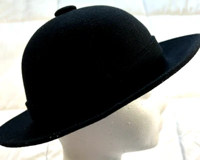 Sombrero Bowler Negro Cubo Cloche Fedora Fieltro Lana Retro Elegante Mujer Pequeño  Foto 1 de 4