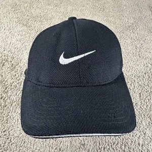 Vtg Nike Hat Cap Fitted Men M/L Black Mesh Golf Swoosh ONE SQ Embroidered - Picture 1 of 10