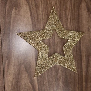 Star Gold Glitter 5 Point Star Christmas Decoration - Picture 1 of 2